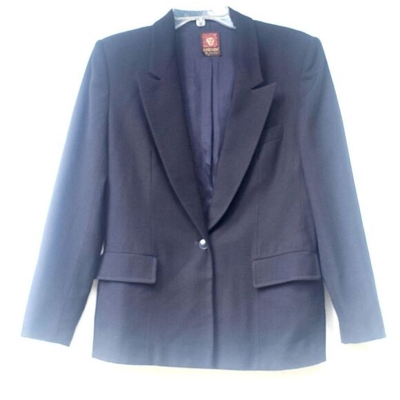 Anne Klein 100% Wool Black Blazer Jacket 12 - Picture 1 of 8